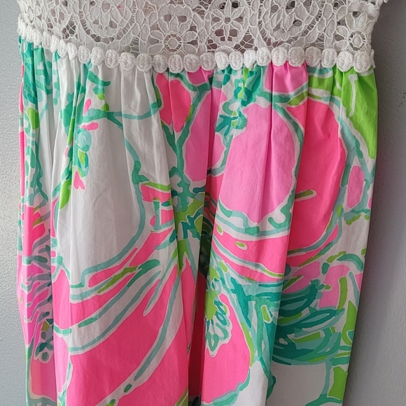 Lilly Pulitzer Floral Print Polished Cotton Shift Dress Size 00 - Picture 6 of 6